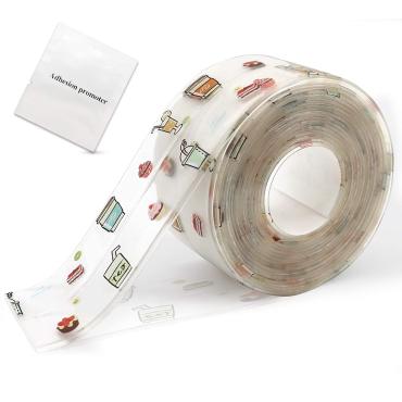1--anmireken PVC Self Adhesive Waterproof Caulk Seal Tape, Clear (1.5inx10.5Ft, Cartoon)