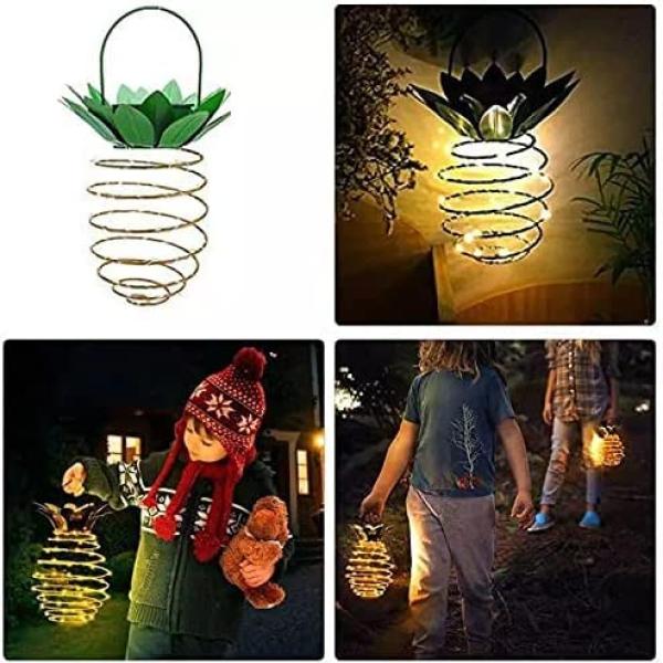 1--Solar Pineapple Lights with LED Panel, Waterproof Hanging Outdoor Decor, Garden Landscape Wall Light for Lawn and Patio