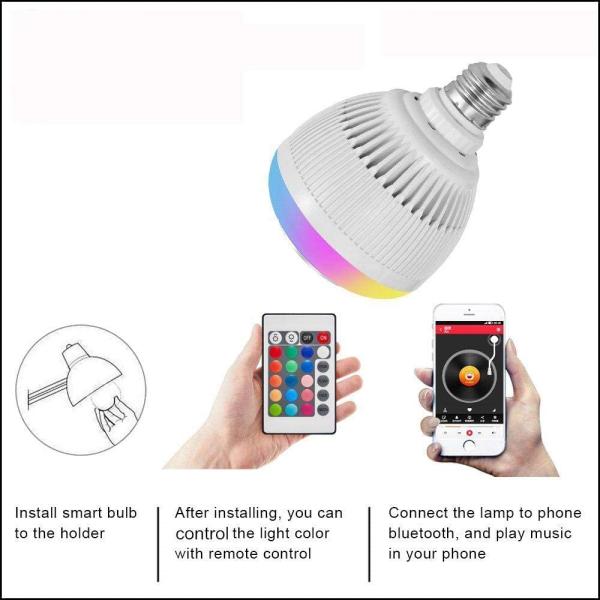 1--LED Bluetooth Speaker Bulb Music Light Wireless APP or IR Remote Control E27 Base 12W Color Chaning Dimmable LED Bulb