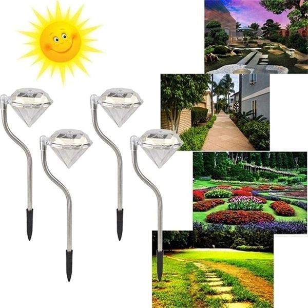 1--4 Packs Solar LED Outdoor Garden Light, Outdoor Decorative Solar Diamond Stake Lights Garden Lawn Lamps for Patio Yard Walkway