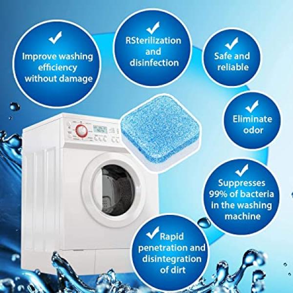1--12PCS Washing Machine Cleaners, Washing Machine Tank Cleaning Sheet, Washer Decontamination Cleaning Detergent