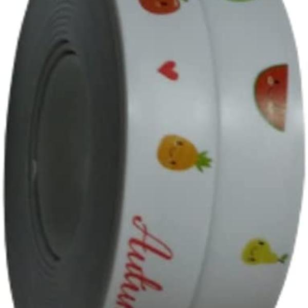 1--White self-adhesive antibacterial tape - embossed with colorful fruit shapes, width 3 cm and tape length 3.35 m