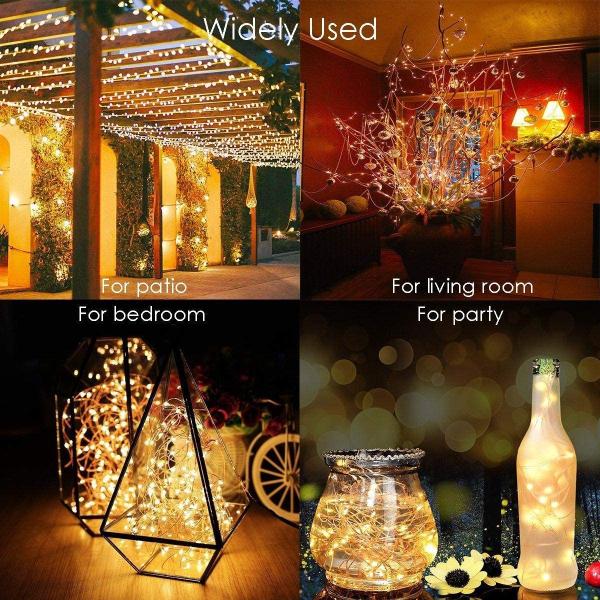 1--Warm White Solar String Lights, 100 LEDs Copper Wire Fairy Lighting Starry Waterproof Solar String Light for Outdoor Indoor Patio Garden Christmas