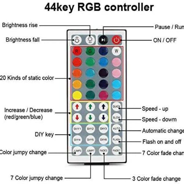 1--Xtech 5050 R G B LED Strips Light with 44 Key Remote (10m)