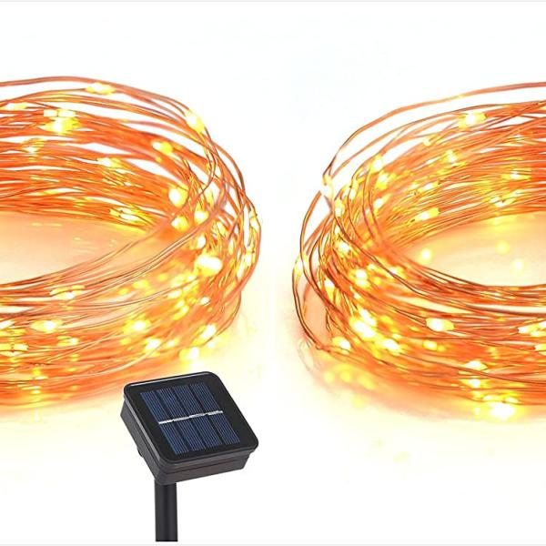 1--33FT/ 10M 100 LED Solar Waterproof Outdoor String Lights - Pack of 2