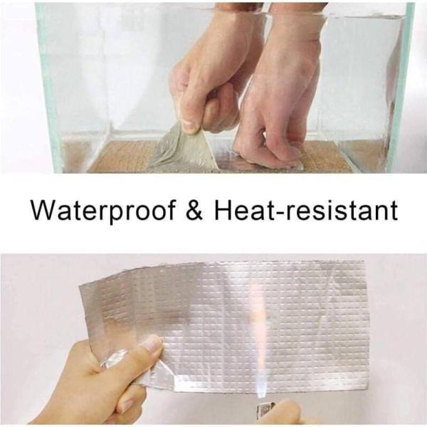 Aluminum foil sealing tape with a butyl rubber adhesive, water-resistant, designed to prevent roof leaks and seal gaps in surfaces, windows, and broken pipes (1.2mm × 5cm × 5cm)