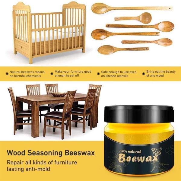 Beewax Wood Polish, Wood Seasoning Beewax, Protector Wax, Beeswax Home Cleaning for Use On Wood,Restore Luster of Furniture